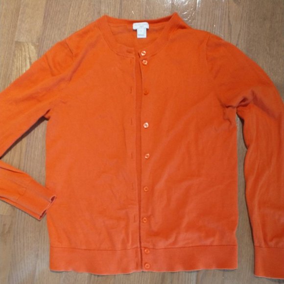J Crew Orange Caryn Cardigan 100% cotton Size S - Picture 1 of 5